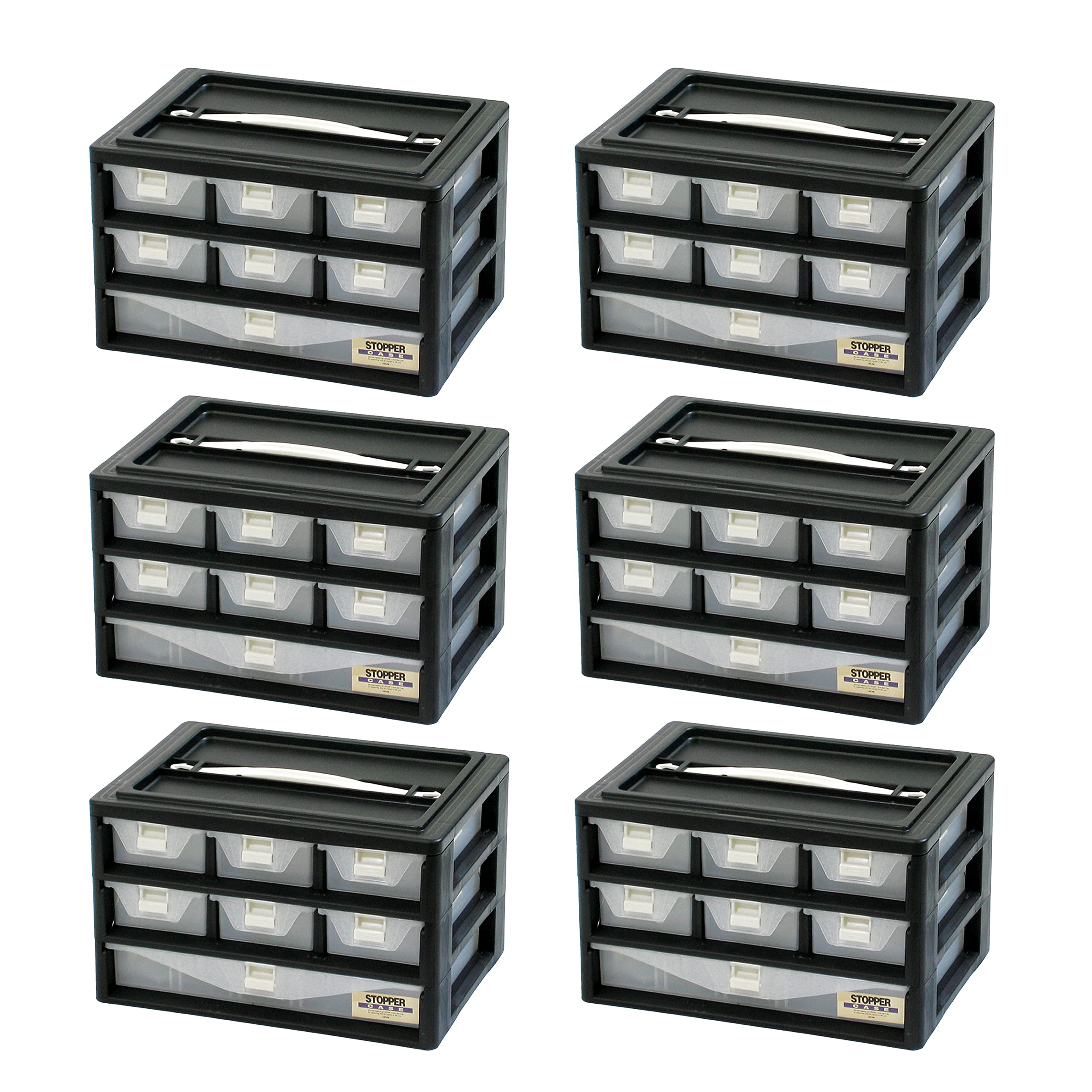 JEJアステージ ストッパーケース ブラック 3B-601 [幅29.4&times;奥行20&times;高さ17.5cm] 工具箱 ツールボックス 道具箱 収納 6個セット｜松陰屋 店