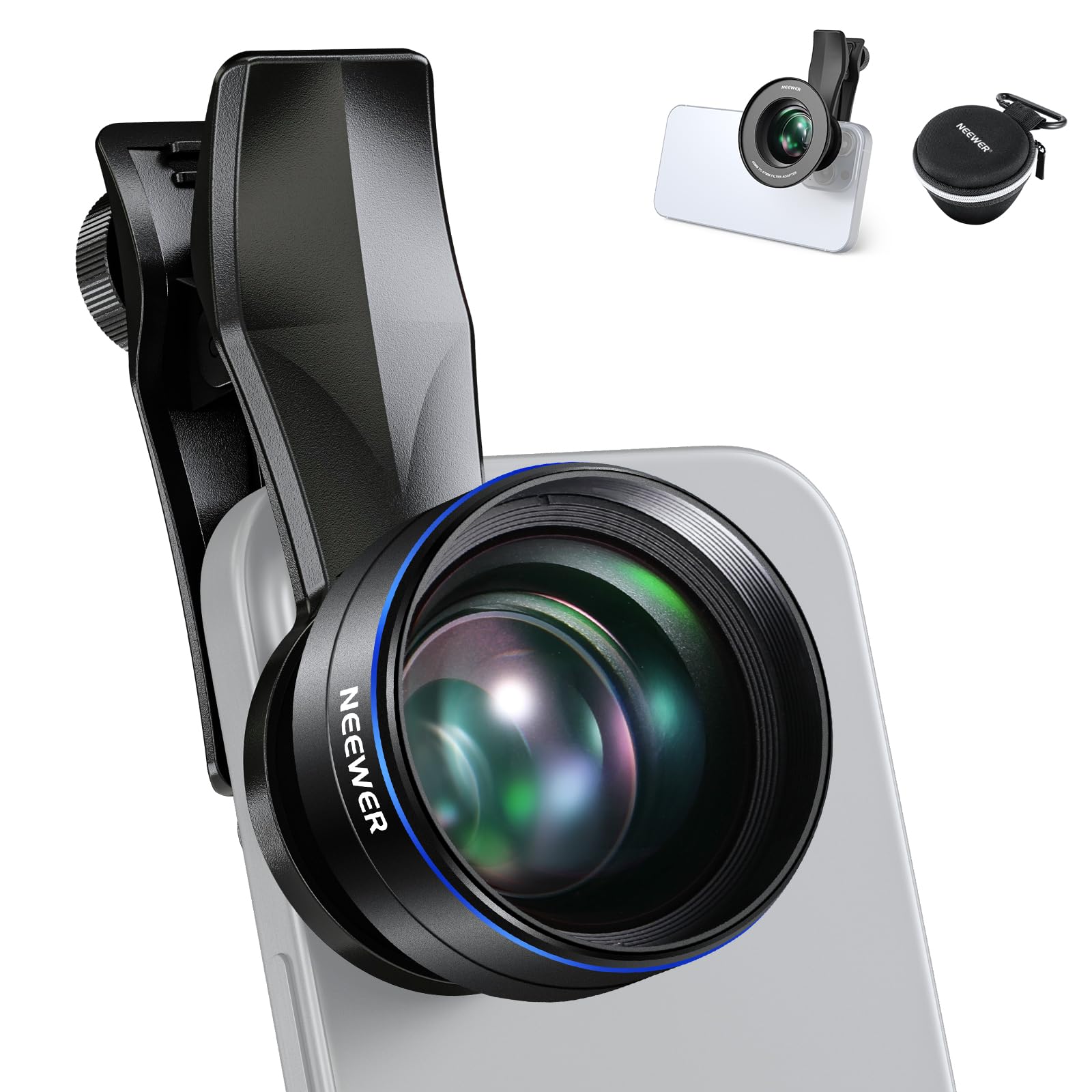 NEEWER 60mm 望遠レンズ 2X倍率 17mmネジレンズクリップと67mmフィルターアダプターリング付き スマホレンズ スマホ用カメラレンズ コンパチブル iPhone サムスン LS-41 PRO