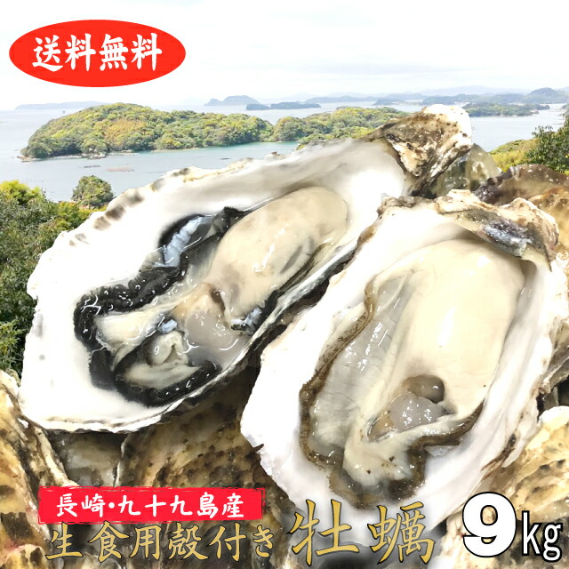 殻付き牡蠣 9kg 長崎県 九十九島産 生食用 産地直送 送料無料 旬 活 かき 生ガキ 松かき