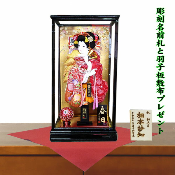 羽子板 宝童作 15号 豪華 綺麗 おしゃれ ケース飾り 初正月 お祝い 人気 特典品 彫刻名前札 プレミアム 高級 伝統工芸品 縁起物