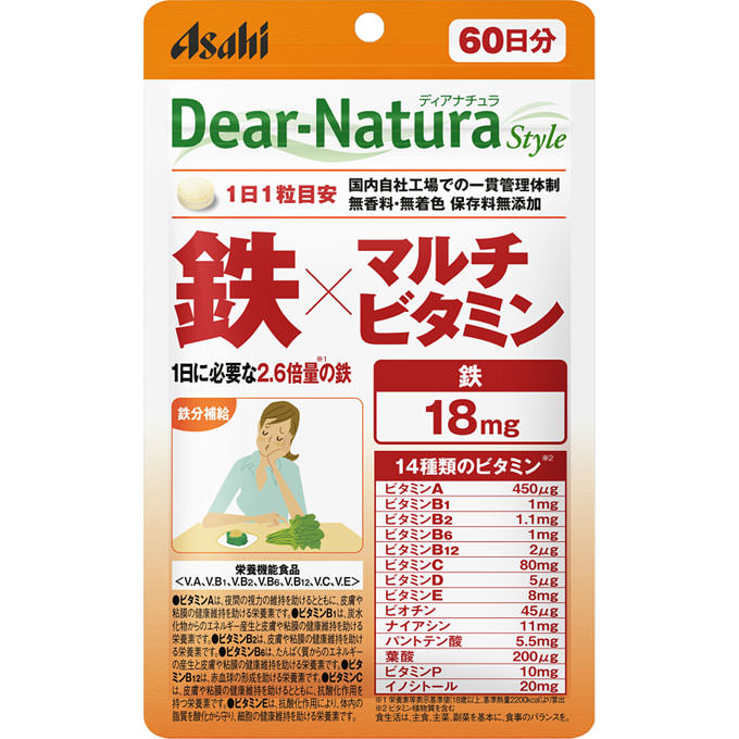 アサヒグループ食品株式会社 Dear−Natura Style 鉄×マルチビタミン ６０粒 魅了