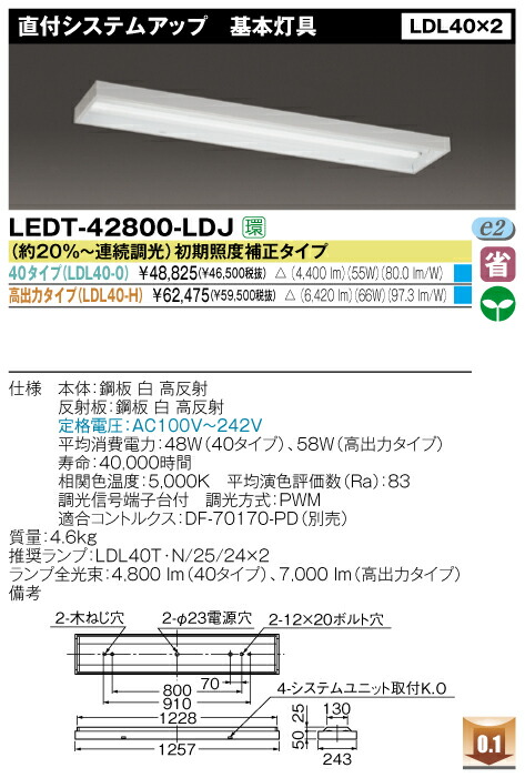 直管形LEDベースライト 直付形 ＦＬ２０＊１灯相当 直付逆富士 20