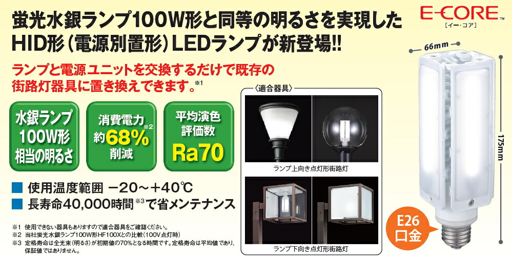 HID形(ワット数別置形) LED照明ランプ用ワット数社会的単位■LEK-320016A01