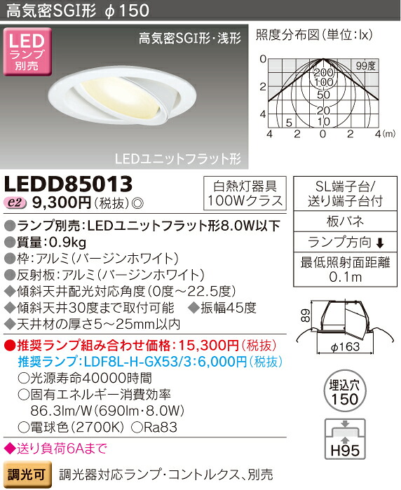 E-CORE LEDダウンライト　LEDユニット 傾斜天井・ウォールウォッシャー兼用　LEDD85013 １０台セット