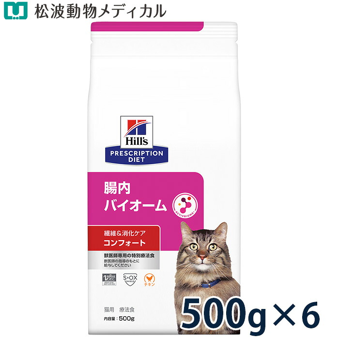 【セット割☆6袋セット】ヒルズ 猫用 繊維＆消化ケア 腸内バイオーム コンフォート 500g×6