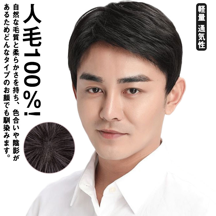 人毛100％! ウイッグ メンズ フルウィッグ 男性 かつら 自然 ナチュラル カツラ 黒髪 短髪 ビジネス用 医療用 白髪隠し 人毛 ショート ボリュームアップ 普段使い 軽量 通気性 ネット付き 装着簡単 ヘアスタイリング 白髪隠し 医療用