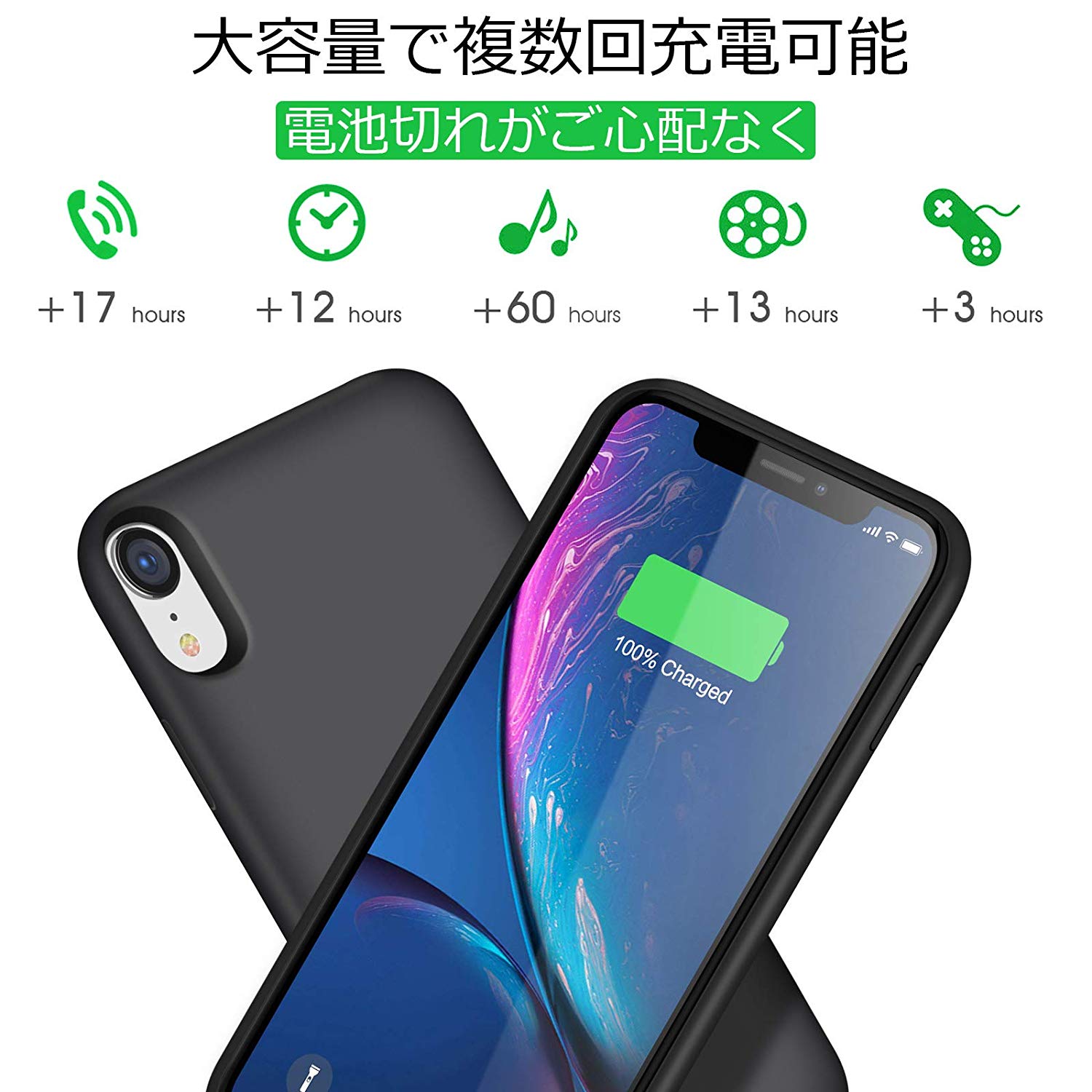 iPhoneX/XS/10対応バッテリー内蔵ケース5000mAhバッテリーケース充電ケースiphoneXケースiPhoneXSケースiphone10ケースアイフォーンテンバッテリー大容量急速充電ケース型バッテリー外出旅行出張便利バッテリー内蔵