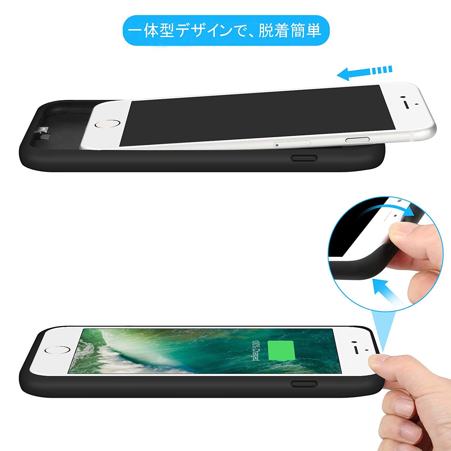 iPhoneX/XS/10対応バッテリー内蔵ケース5000mAhバッテリーケース充電ケースiphoneXケースiPhoneXSケースiphone10ケースアイフォーンテンバッテリー大容量急速充電ケース型バッテリー外出旅行出張便利バッテリー内蔵