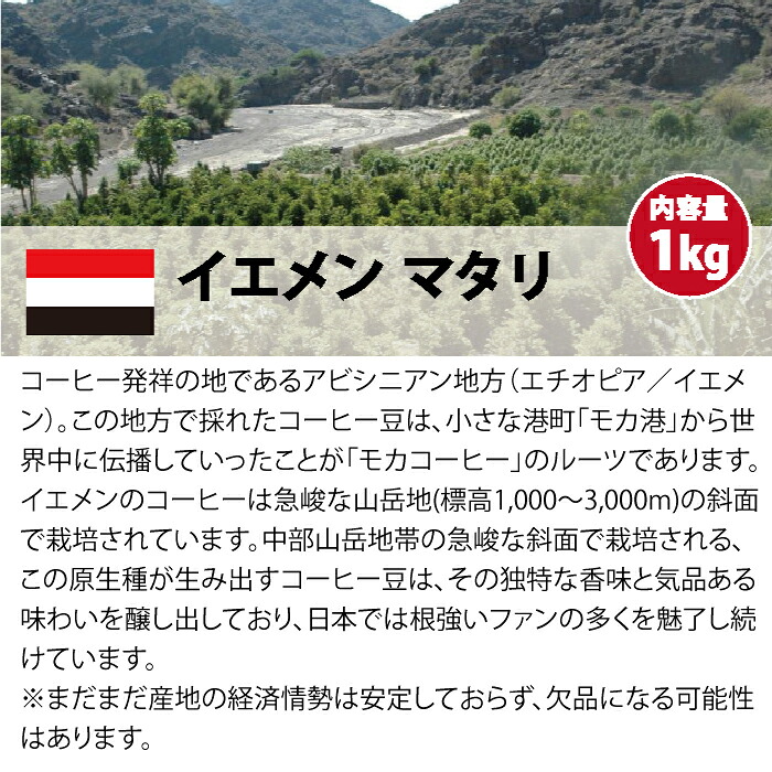 楽天市場 コーヒー 生豆 モカマタリ 珈琲 豆 未焙煎 1kg モカ イエメン マタリ Yemen Mattari コーヒー生豆専門店 松屋珈琲