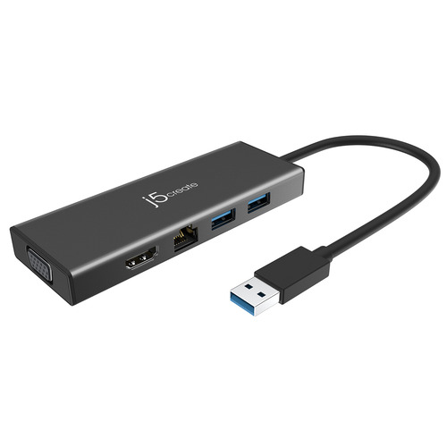 j5 create JUD323B USBマルチハブ USB-A オス→メス HDMI / VGA / LAN / USB -Ax2 ブラック|マツヤデンキ店