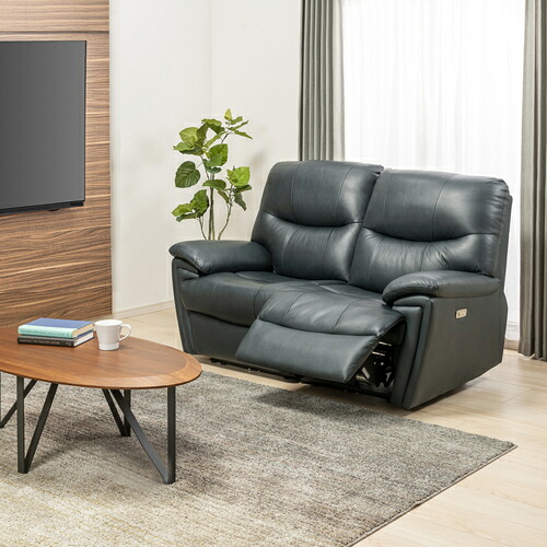 【期間限定大特価】ヤマダオリジナル 電動リクライニングソファ「YES140001NV2P」幅160cm 2人掛け 本革ネイビー色【※AR対応】｜マツヤデンキ店