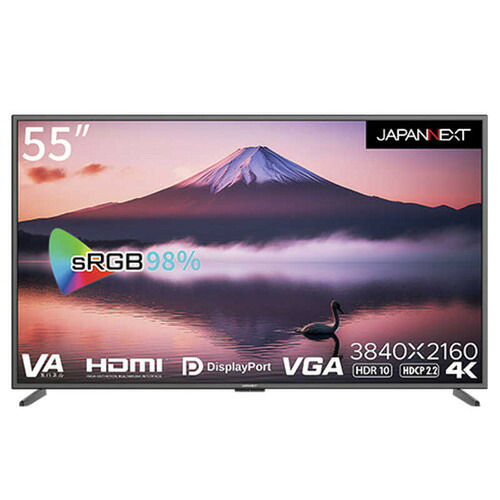 JAPANNEXT JNV5500UHDRN 55型4K ワイド液晶モニター ノングレア sRGB98%対応 VAパネル採用