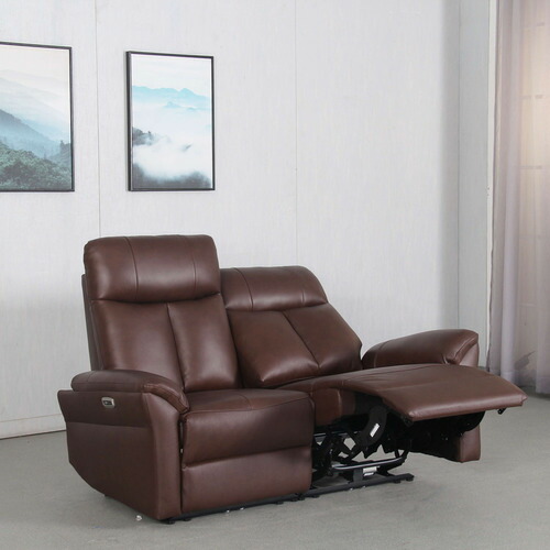 【期間限定大特価】ヤマダオリジナル 電動リクライニングソファ 「YES140013DBR2Pカワ」 幅147cm 2人掛け 本革ダークブラウン ポケットコイル内蔵