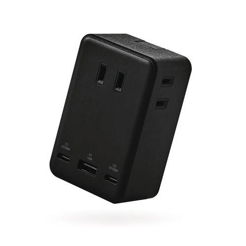 エレコム T-U09-3AC2BK コンセント直挿しUSBタップ(AC3口＋67W／USB-A×1+USB-C×2)