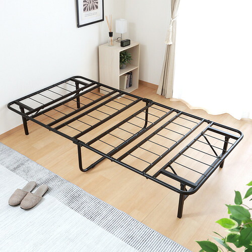 不二貿易 工具不要折りたたみパイプベッド easy 幅97.5×奥行195cm ブラック 87495|マツヤデンキ店