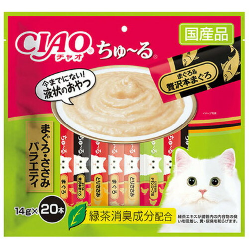 いなばペットフード CIAOちゅーるまぐろ・ささみバラエティ 14g×20P