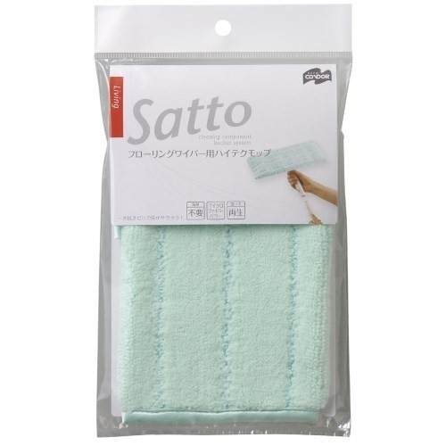 SATTOフローリングワイパーヨウハイテクモップ ホワイト 幅14.5×奥行26.5×高さ1.5cm