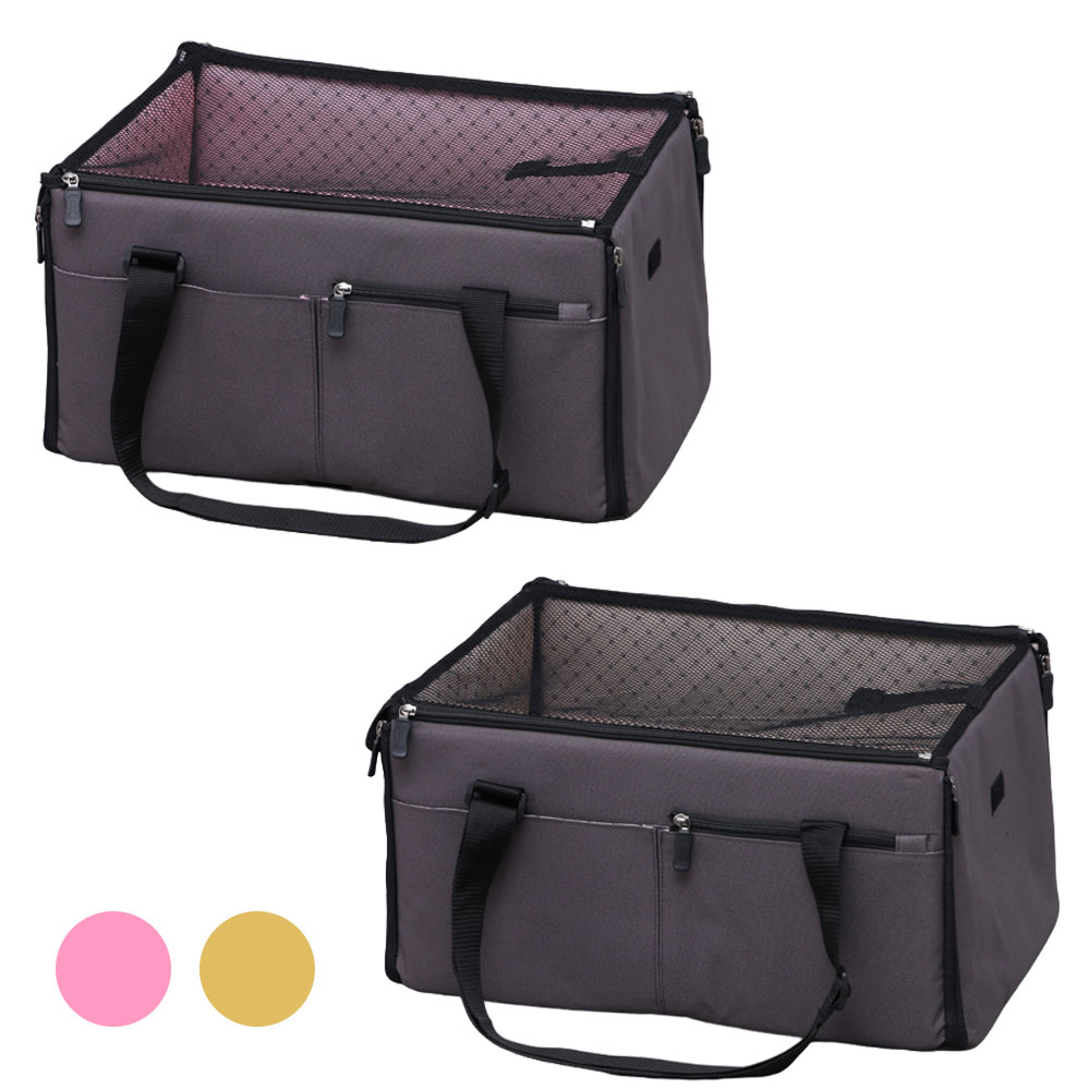ペット ドライブボックス PDFW-50(ピンク ブラウン) 1個 アイリスオーヤマ 猫 犬 ペットキャリー ペット用品 ペットトラベル ドライブ用品 セーフティボックス ペットグッズ ペット用キャリーケース 安全携帯ケース ペット移動