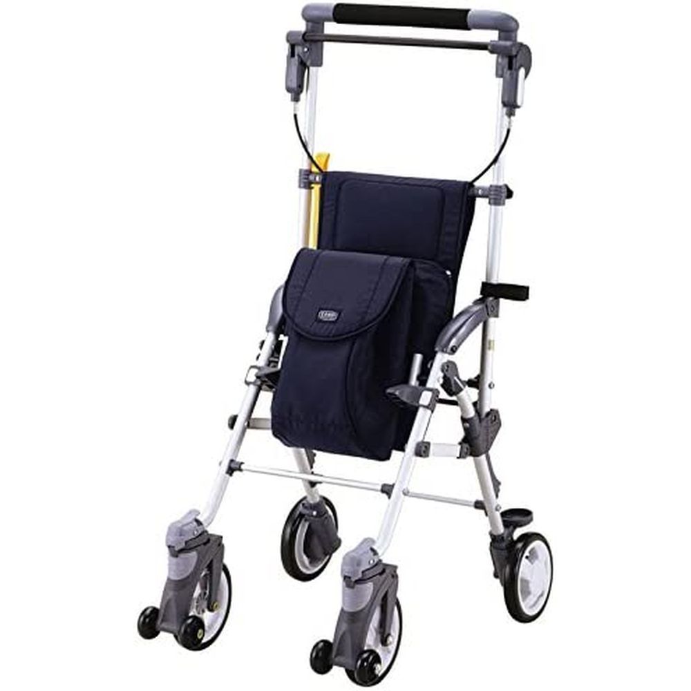 キャリースルーンＮ CS-10NB（ネイビー） 医療 看護 クリニック 病院 マキテック 車椅子 軽量 折りたたみ スチールフレーム 介護用品 介助ブレーキ 高齢者 移動支援 屋内外 アルミ製 リハビリ用品