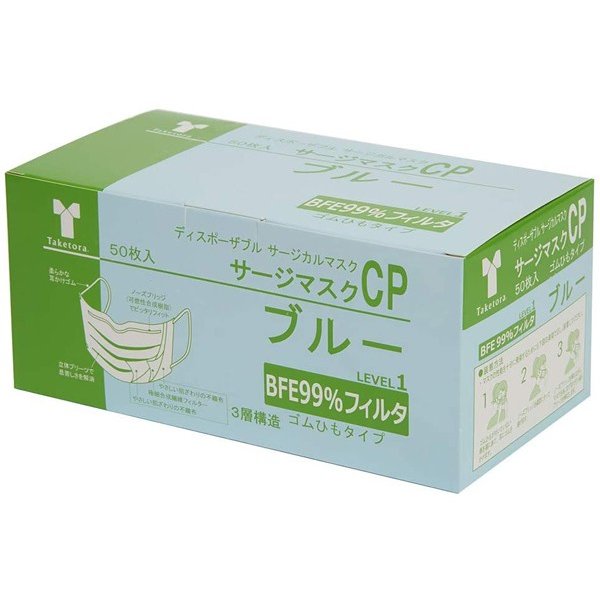 サージマスクCP 076162 50マイイリ ブルー 25-2674-01 竹虎 60セット