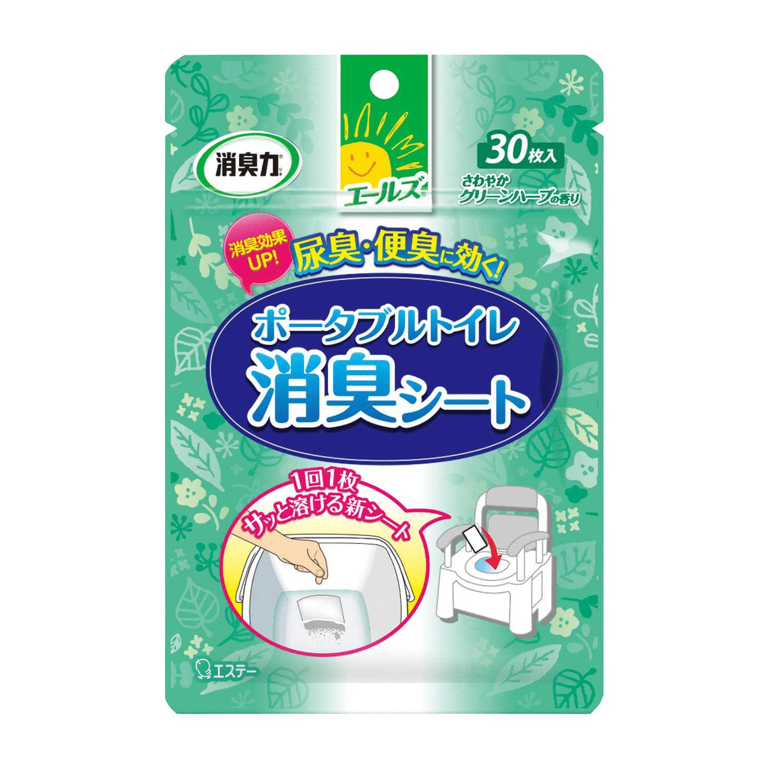 消臭力 ポータブルトイレ消臭シート 30マイイリ 60袋 エステー 25-4682-00 トイレ ポータブルトイレ