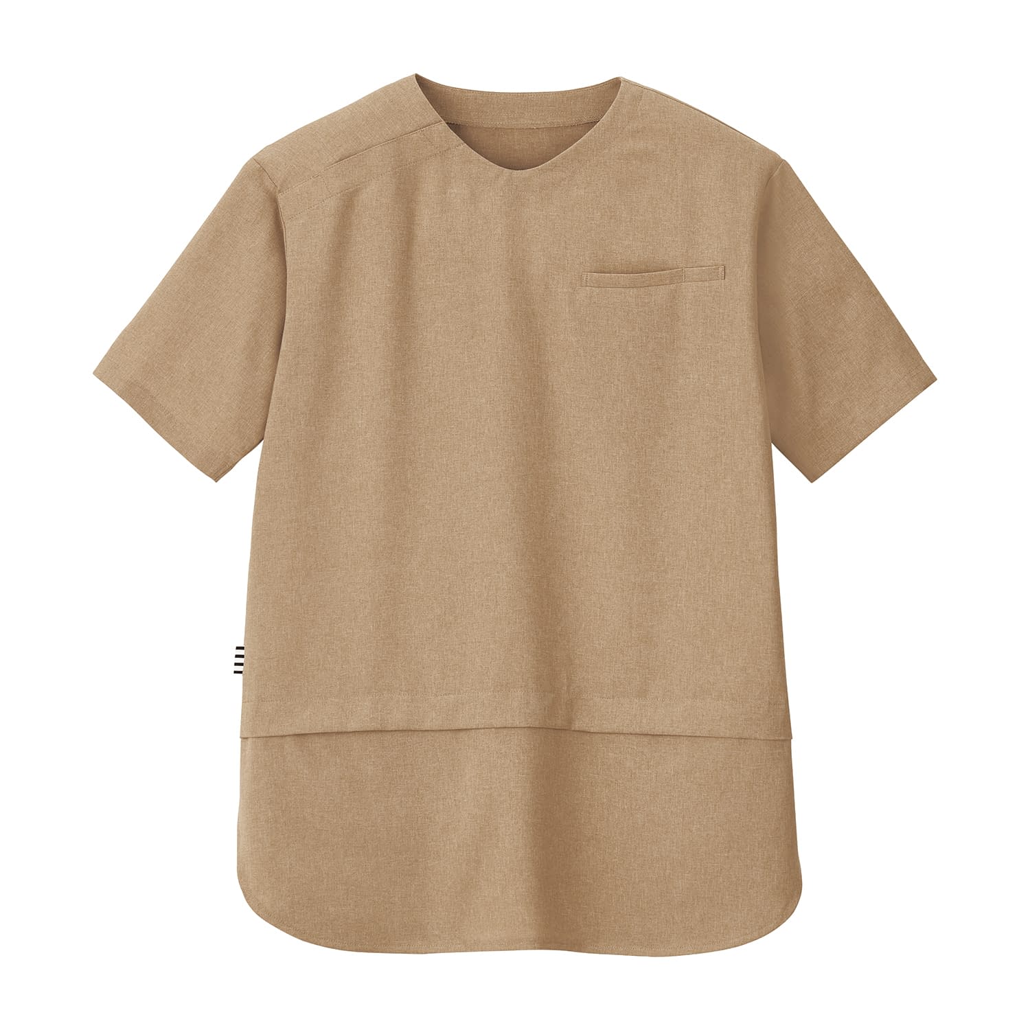 HYUGGE ロング丈スクラブ HST019-8(アースベージュ) 1枚 カーシーカシマ アースベージュ サイズM25-6508-0203 診察衣 スクラブ 男女兼用 ナースウェア