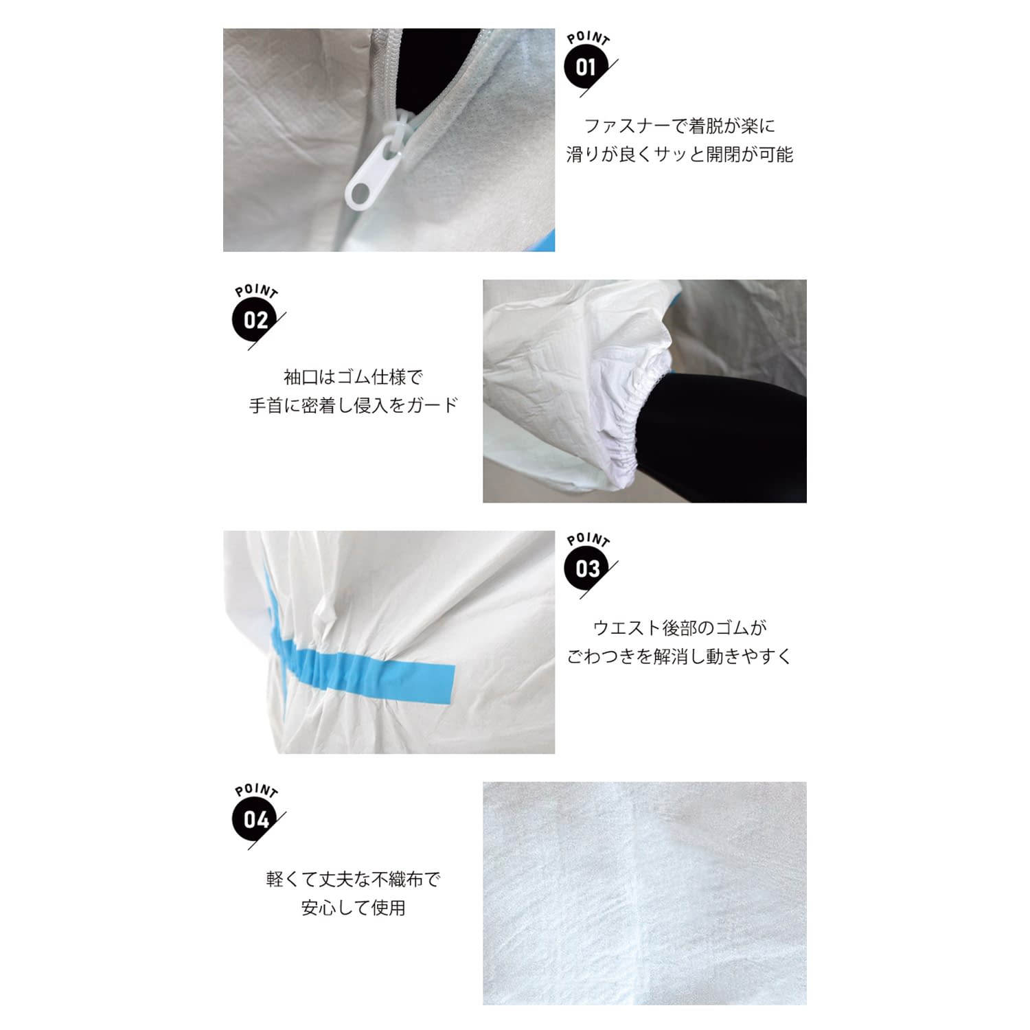 医療用科学防護服 TBS-B10(L)ホワイト 50枚 つばさ 25-6935-01 感染防止衣 防護ガウン 防護服|マツヨシ 店