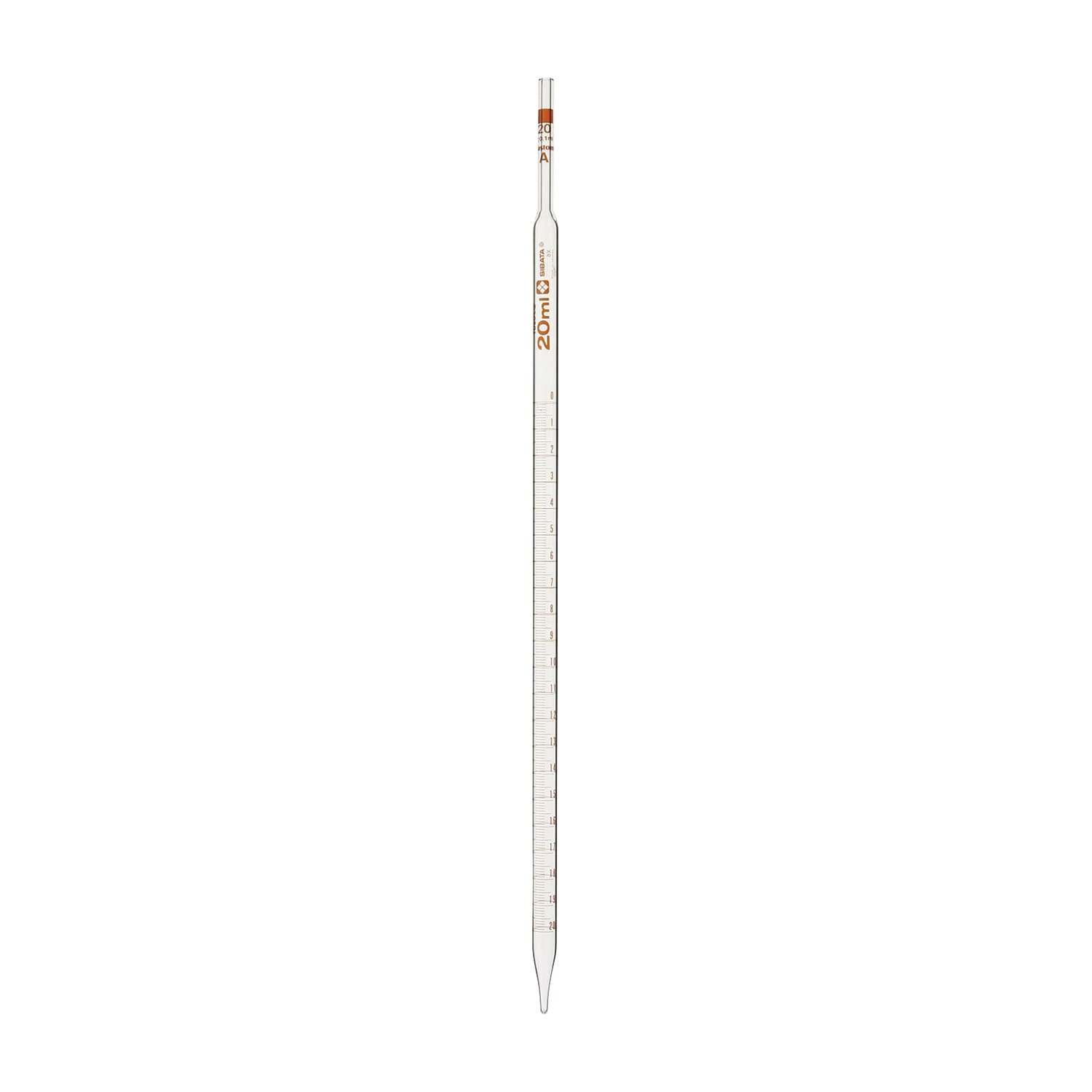 メスピペット カスタムA(中間目盛) 20ML(10ホン) 1箱 柴田科学 透明 25-6125-05 メスピペット