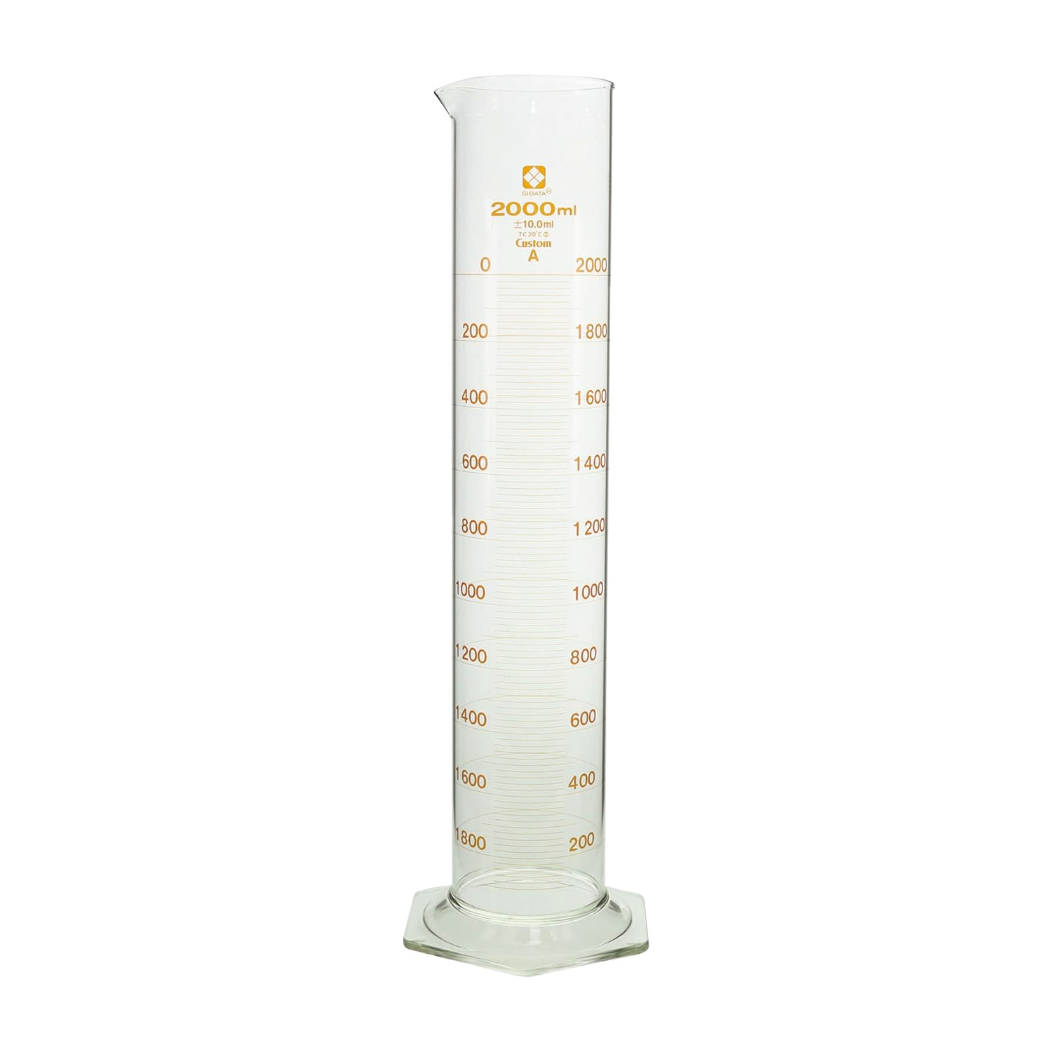 メスシリンダー カスタムA 026500-20001(2000ML) 1本 柴田科学 透明 25-6130-11 メスシリンダー ガラス製