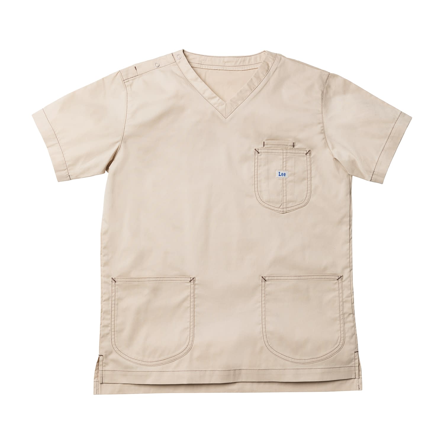 Leeユニセックススクラブ LMS49001-1(XL)ベージュ 1枚 ボンマックス ベージュ 25-6504-04 診察衣 スクラブ 男女兼用 ナースウェア