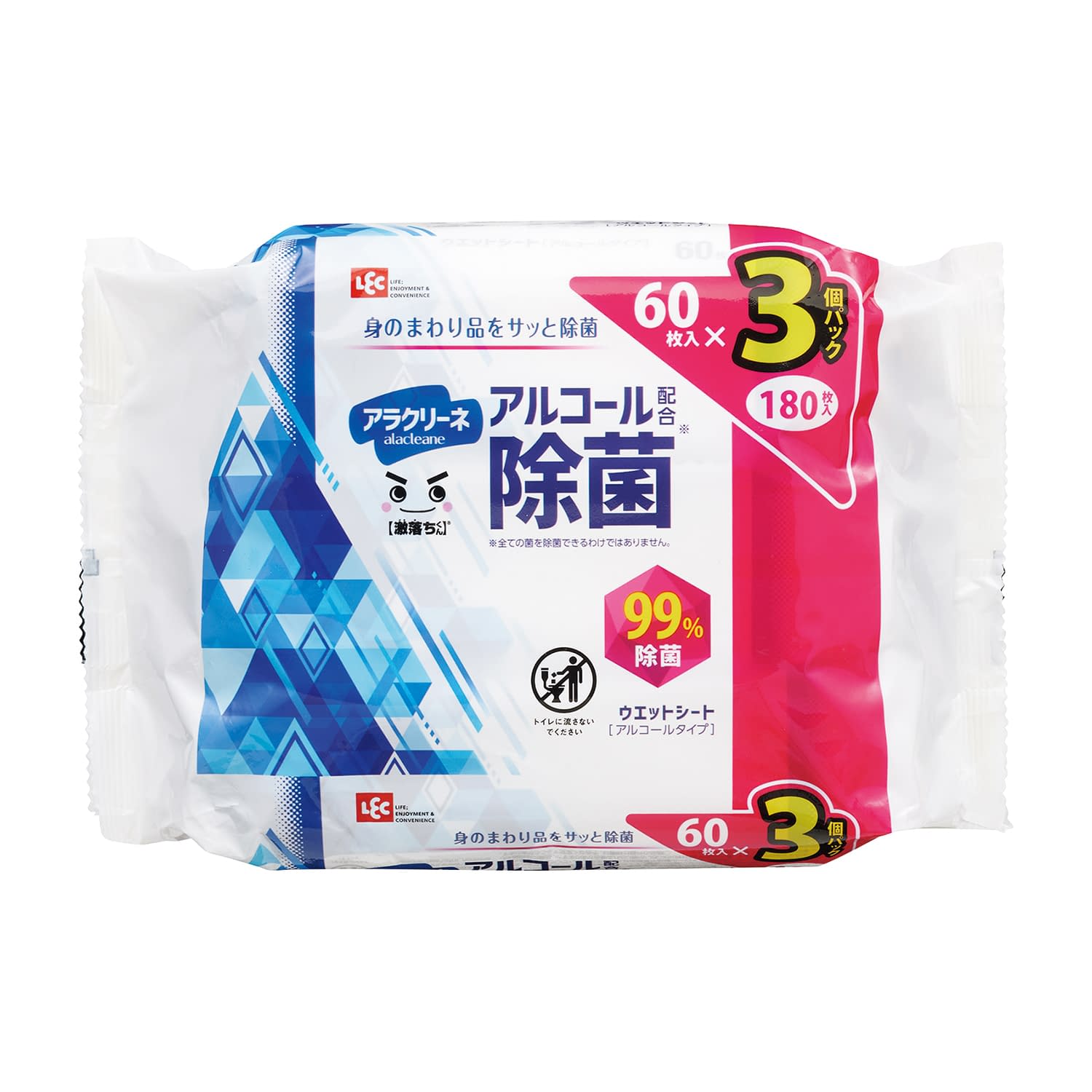 アラクリーネ アルコール除菌 C00884(60マイX8パック) 6個 レック ブルー 25-6972-02 環境清拭ワイパー 除菌クロス・除菌タオル