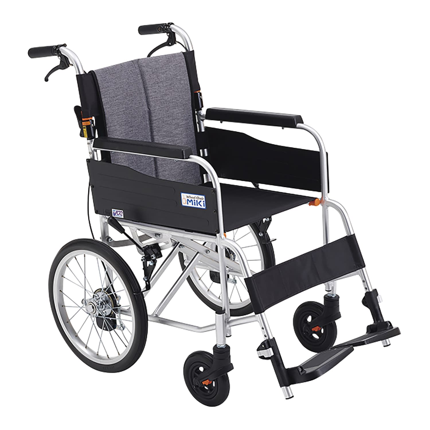 サニタリー車椅子 JTN-1 CJ01041(ヘザーグレー) 1台 ミキ ヘザーグレー 25-5140-00 車椅子 軽銀製 車椅子 お手伝い用 車椅子 自走用