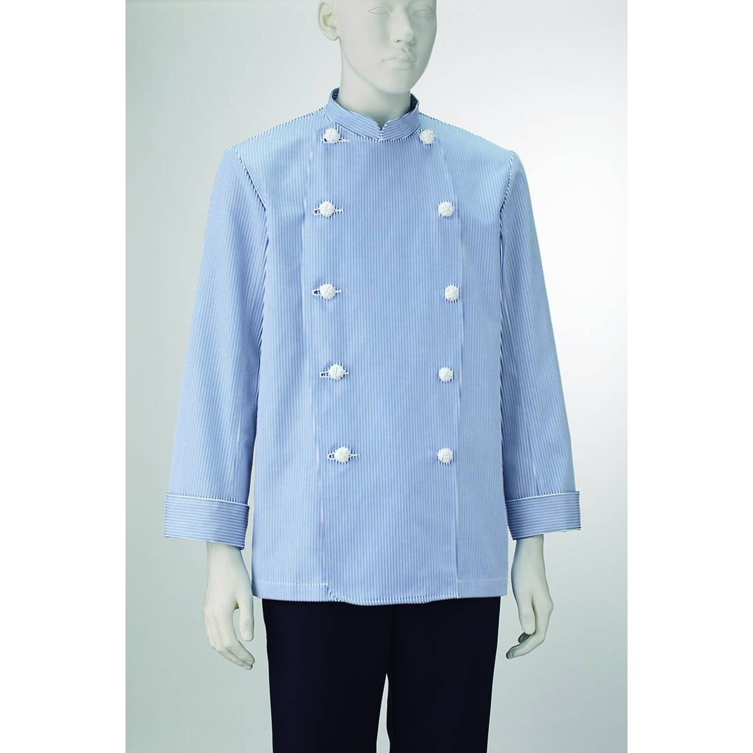 男子コックコート長袖 410-99(ストライプ) KAZEN WLD