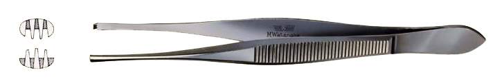 Ｗ印ピンセット　七鈎（３×４） B-157 (ステンレス) 150MM 渡辺医科器械製作所