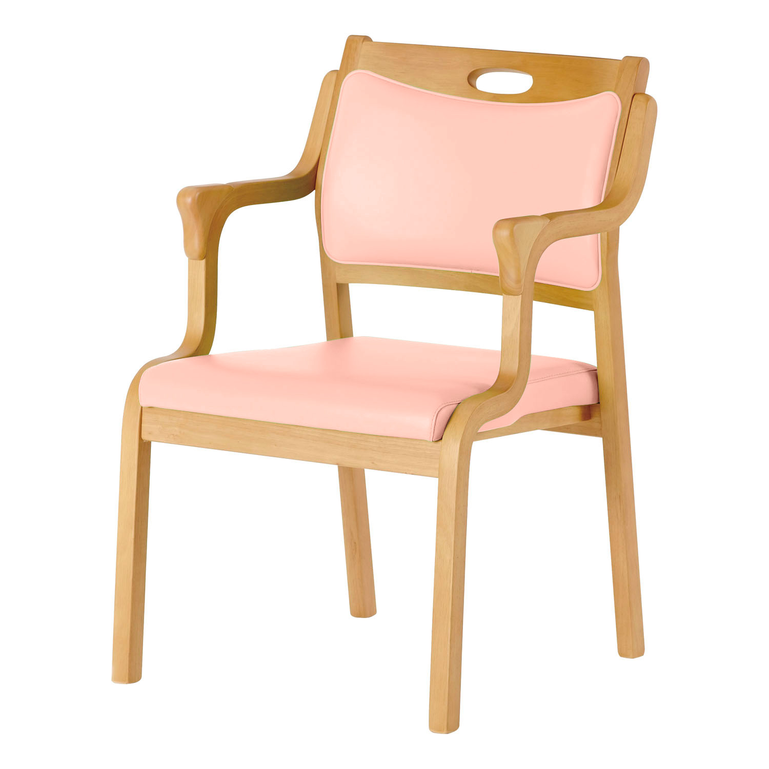 らくらくチェア（半ヒジ・グリップ付）ピンク CARE-111-AC（ライトブラウン 24-8228-0002 松吉医療総合カタログ｜マツヨシ｜マツヨシ 店