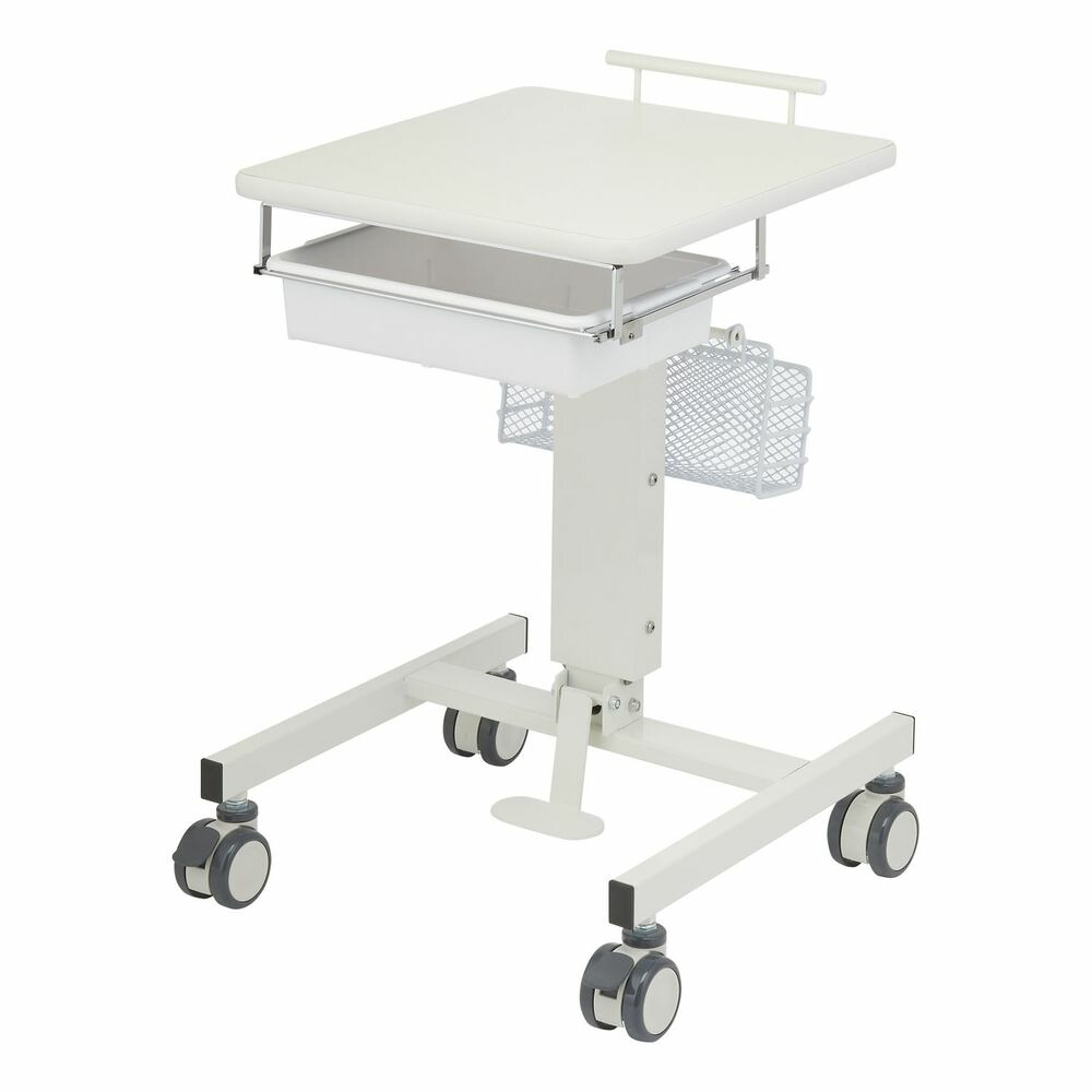 パソコンカート No．5 ホワイト（510X500MM） 24-9084-00 松吉医療総合カタログ｜マツヨシ モバイルデスク スタンディングデスク メディカルカート 病院用家具 医療用カート ワークステーション 移動式デスク 医療用ワゴン オフィス家具
