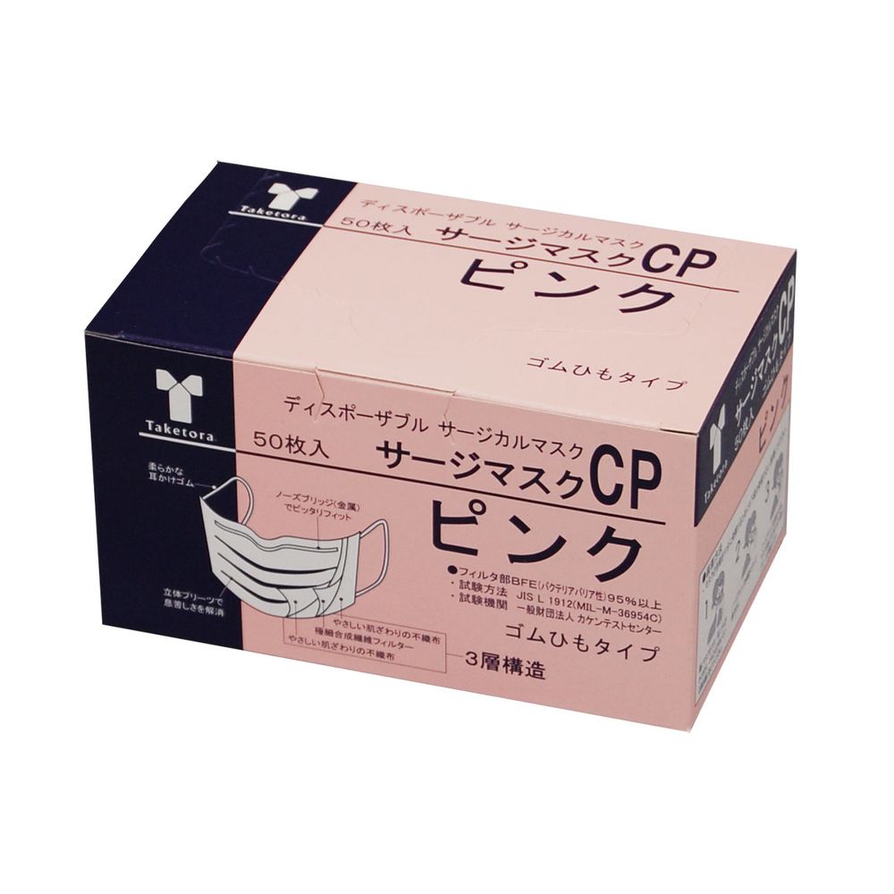 サージマスクＣＰ 金属ノーズブリッジ 076235(50マイイリ)ピンク 60箱セット