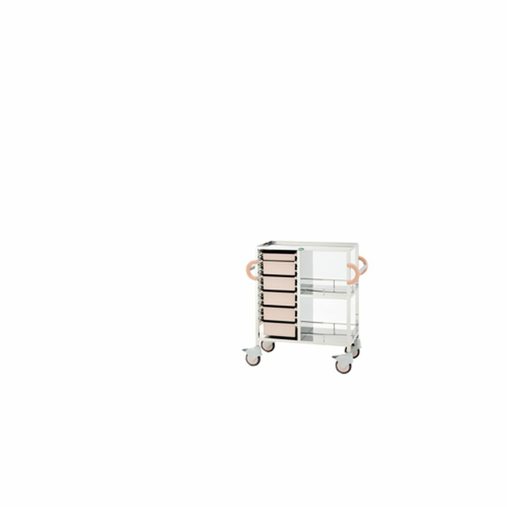持てなし・包交手押し車 御盆：中立的 C34-1162B（電話機引き分け：桃） 1台 サカセ舎密学産業 24-8020-0004