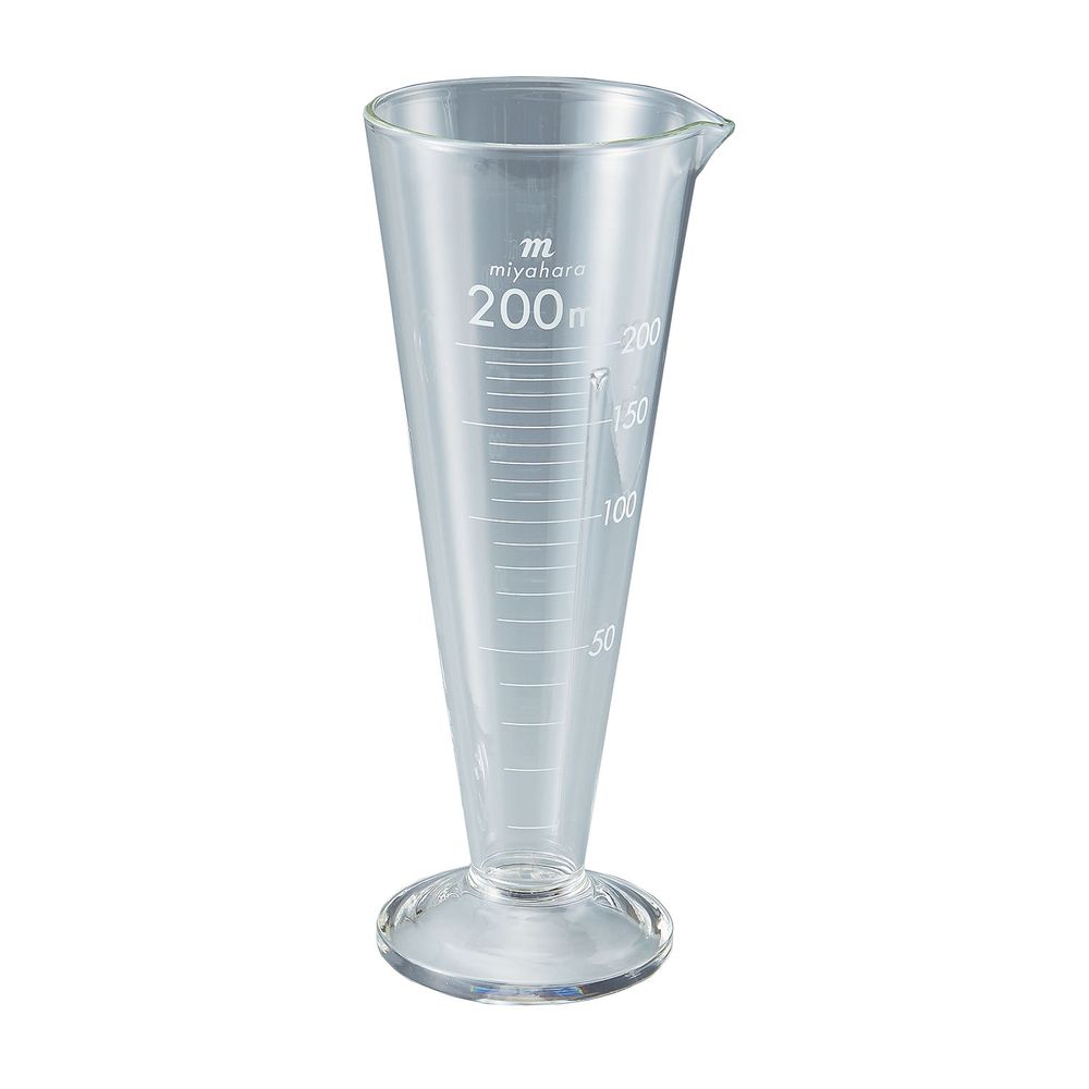 ミヤハラ液量計（円錐型）白目盛 200ML 1本 宮原計量器製作所 24-2970-05