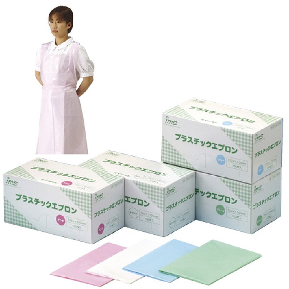 プラスチックエプロン（ホワイト） 004-41391（100マイイリ） 1箱 イワツキ 07-4753-01