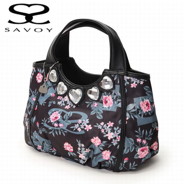 サボイ（SAVOY）レディースバッグ　花柄手提げ　 ハートビジュー付き花柄ハンド 55sm209506-01　ギフト　母の日