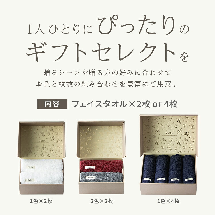 Wellis Sustainable cotton Face towel フェイスタオル 泉州タオル ギフト