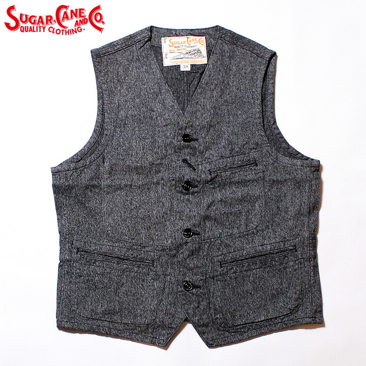 SUGAR CANEシュガーケーン9薬局衡オンス. BLACK COVERT WORK VESTStyle No.SC12795