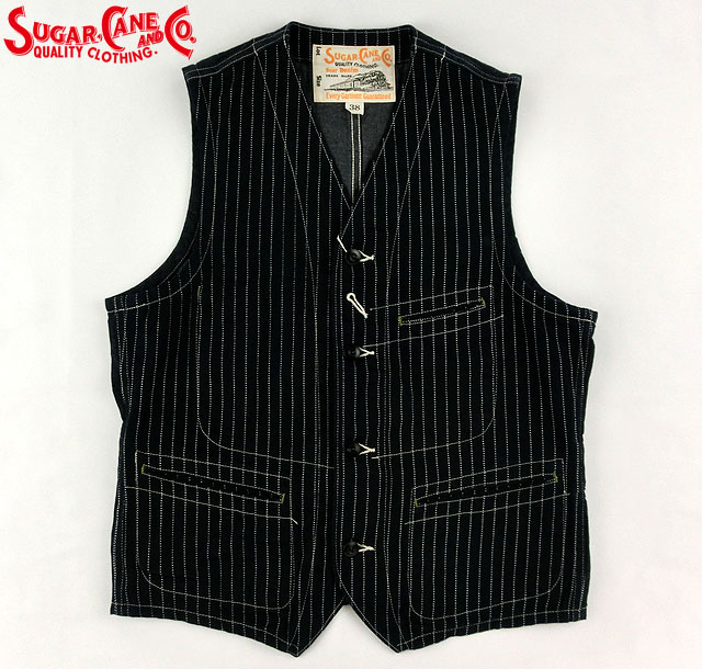 シュガーケーン　9ozウォバッシュ・ストライプ　ワークベスト　SC12654 SUGAR CANE シュガーケーン 9oz. ウォバッシュ ストライプ