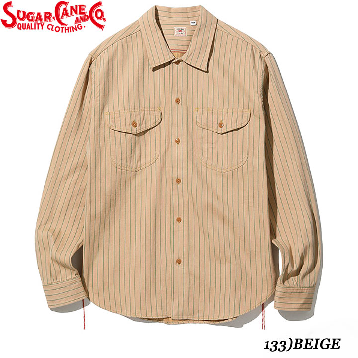 Sugar Cane COKE STRIPE WORK SHIRT (LONG SLEEVE) No.SC28652