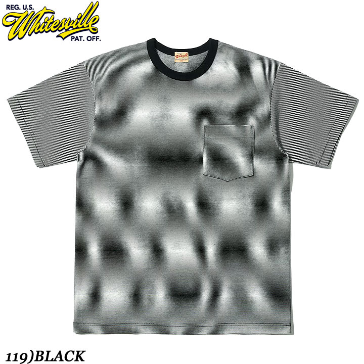 WHITESVILLE 30/2 FINE-LINED BORDER T-SHIRT No.WV79679