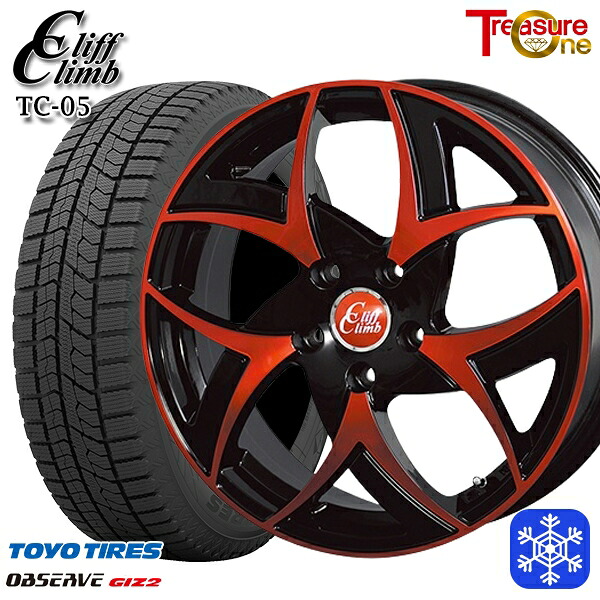 215/50R17 ステップワゴン セレナ 2024～2025年製 トーヨー オブザーブ ギズ2 トレジャーワン クリフクライム TC05 BP/レッドクリア 17インチ 6.5J 5H114.3 スタッドレスタイヤホイール4本セット｜エムオートギャラリー