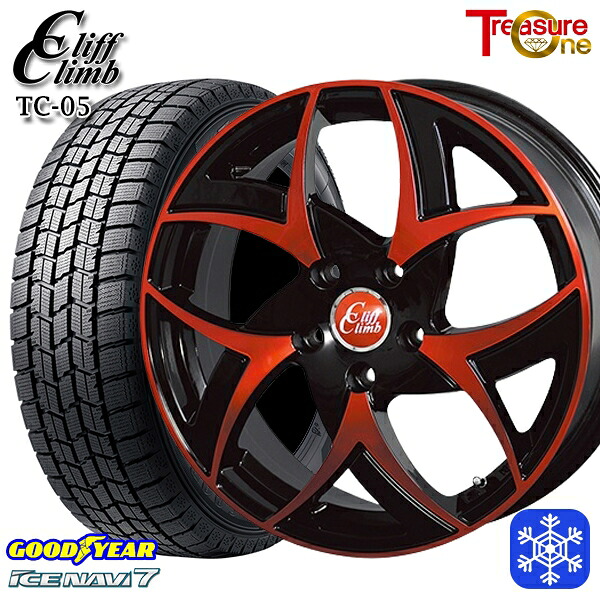 215/60R17 96Q アルファード ヴェルファイア 2025年製 グッドイヤー アイスナビ7 NAVI7 トレジャーワン クリフクライム TC05 BP/レッドクリア 17インチ 6.5J 5H114.3 スタッドレスタイヤホイール4本セット|エムオートギャラリー
