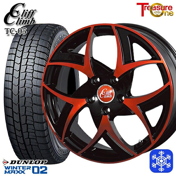 215/60R17 96Q アルファード ヴェルファイア 2023～2024年製 ダンロップ ウィンターマックス WM02 トレジャーワン クリフクライム TC05 BP/レッドクリア 17インチ 6.5J 5H114.3 スタッドレスタイヤホイール4本セット｜エムオートギャラリー