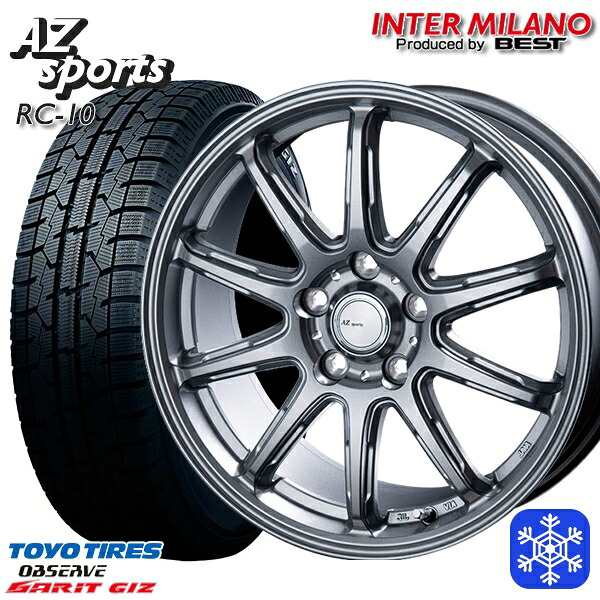 【新品 スタッドレス1台分4本セット】 225/50R17 アテンザスポーツ エスティマ 2022年製 トーヨー ガリット ギズ インターミラノ AZ-Sports RC10 シルバー 17インチ 7.0J 5H114.3 ｜エムオートギャラリー